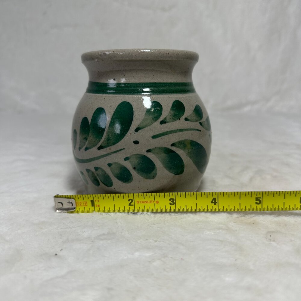 Hunter Green Leaf Westerwald German Pottery Small Crock Stamped - Picture 7 of 7